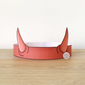 Devil horns Paper Crown Headband Craft Party Activity Printable Kids Satan Hell Halloween Costume Favor PDF DIY - Instant Download