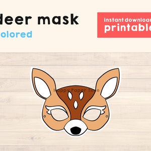 Deer costume printable kids Deer paper Mask printable diy Fawn mask printable Fawn Deer theme party favor Fawn mask kids - Instant Download