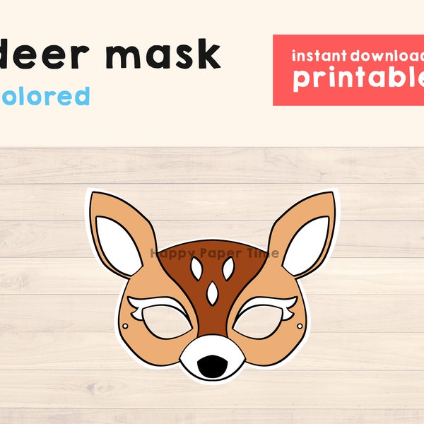 Deer costume printable kids Deer paper Mask printable diy Fawn mask printable Fawn Deer theme party favor Fawn mask kids - Instant Download