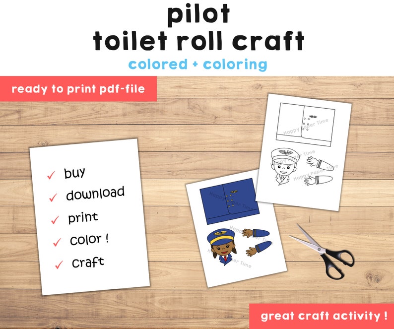 Pilot Toilet Paper Roll Craft Airline Party Coloring Printable ...