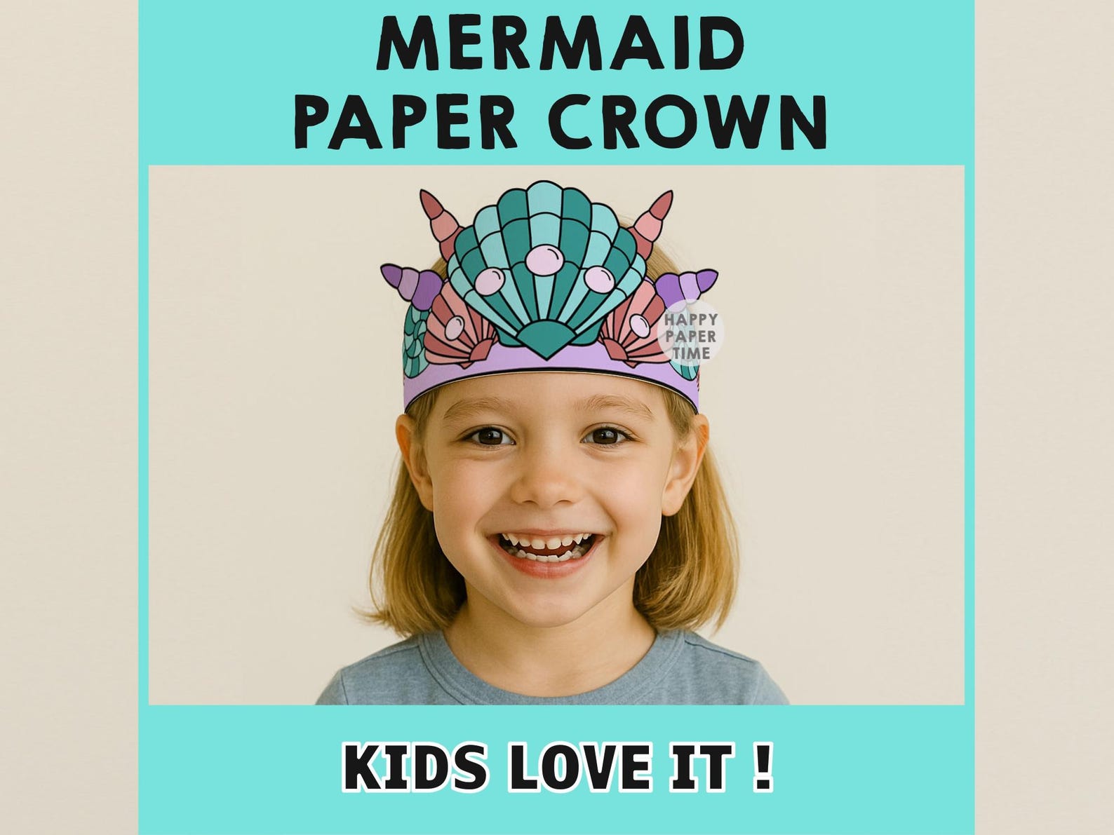 Mermaid Paper Crown Coloring Printable Kids Craft Mermaid Birthday ...