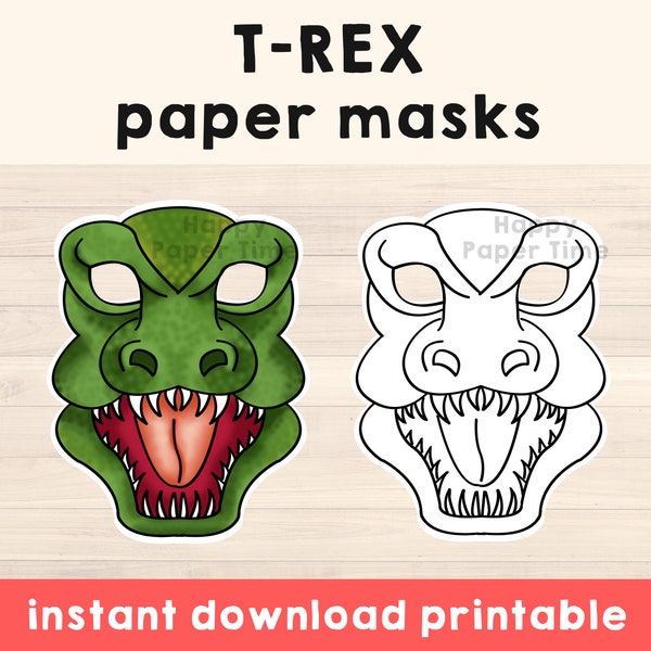 Dinosaur mask Dino mask Animal mask Party Favor Trex printable Dinosaur printable Dinosaur Party prop Dinosaur Printable Mask Trex mask kids