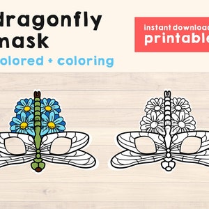 Dragonfly Mask Costume Insect Bug Mask Printable Party Favor craft Halloween Party Printable Kids Party Favor Printable - Instant Download