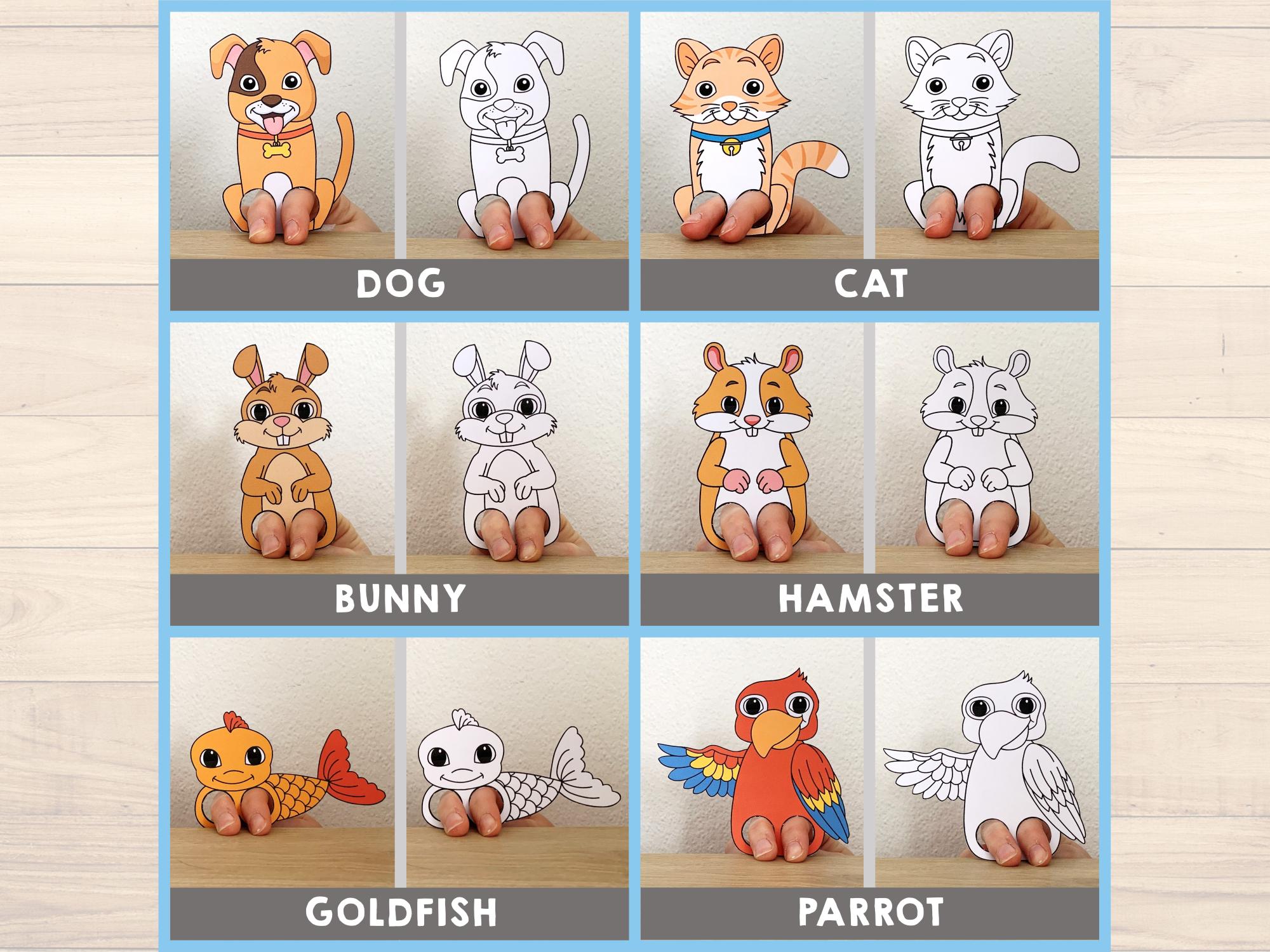 Pets Animal Paper Craft Printable Finger Puppet Template Kids Craft ...