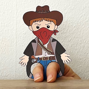 Outlaw Gunslinger Paper Craft Printable Wild West Finger Puppet Kids ...