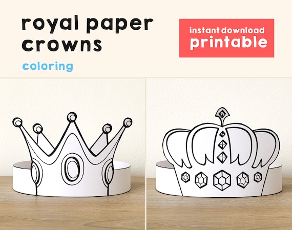 princess paper crown prince coloring printable kid craft etsy new zealand