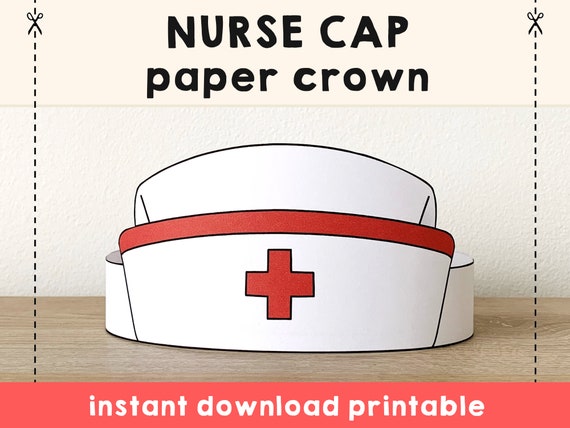 Nurse Cap Hat Paper Crown Party Coloring Printable Kids Craft Doctor  Costume Birthday Printable Favor Costume DIY Instant Download 