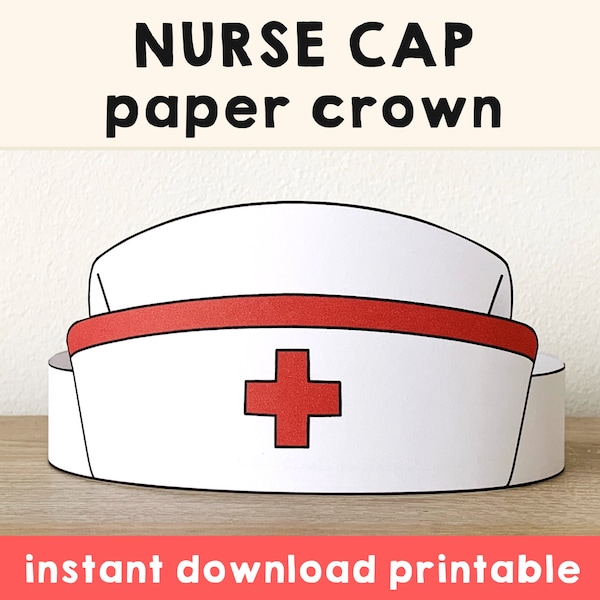 Infirmière chapeau chapeau papier couronne fête coloriage imprimable enfants artisanat docteur Costume anniversaire imprimable faveur Costume bricolage - téléchargement immédiat