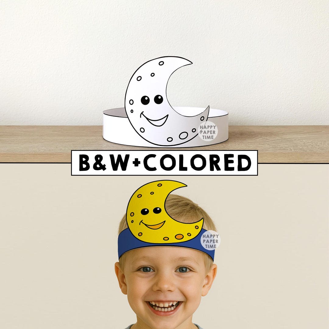 Moon Paper Crowns Astronomy Summer Spring Printable Kids Craft