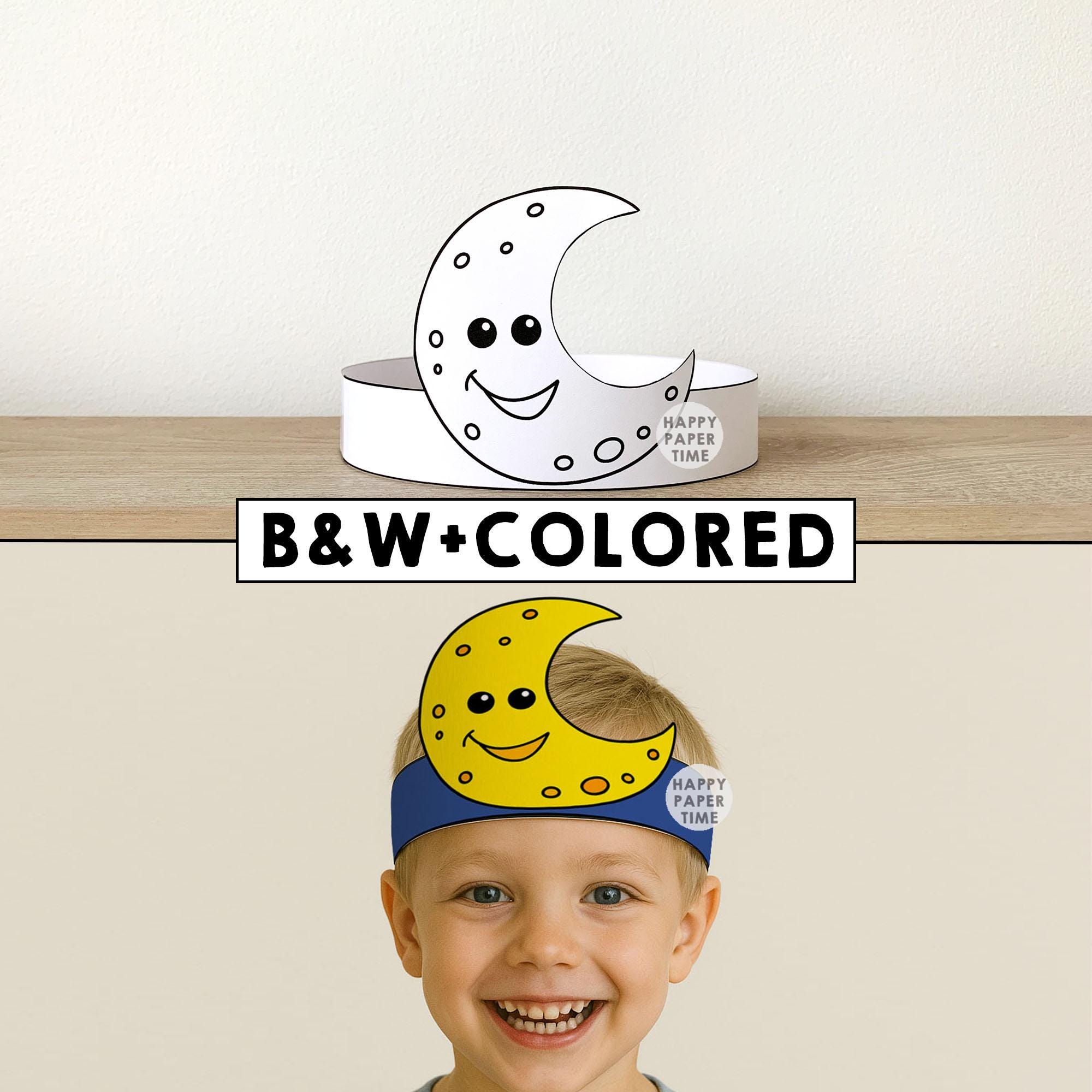 Moon Paper Crowns Astronomy Summer Spring Printable Kids Craft