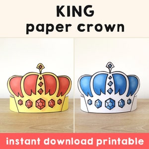 Prinz Papier Krone König Royal druckbare Kinder Handwerk Prinz Geburtstag Party druckbare Gunst Prinzen Kostüm DIY druckbare sofortiger Download