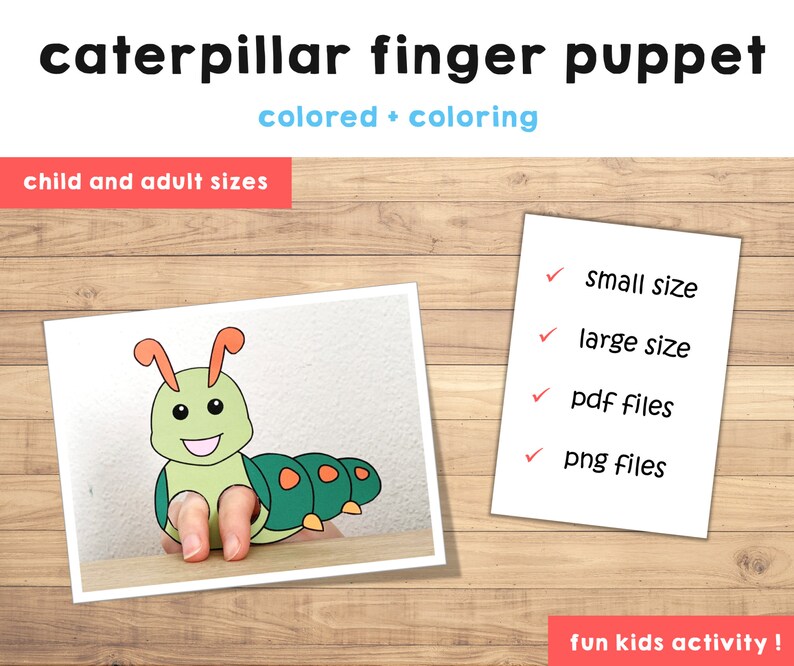 Caterpillar Paper Craft Printable Finger Puppet Template Kids | Etsy