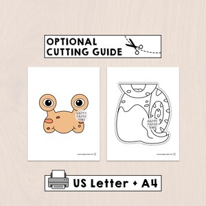 Snail Paper Bag Puppet Printable Spring Bugs Insects Animal Craft Activity Cut Paste Coloring Party Favor Instant Download image 2