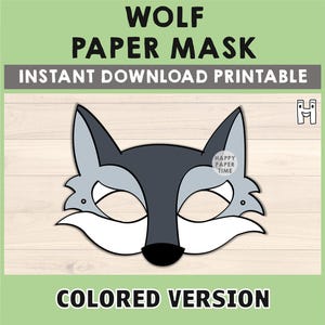 Costume de loup Masque animal - Masque de loup - Fête des loups - Masque imprimable Animal - Masque des bois - Téléchargement immédiat