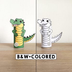Crocodile Toilet Paper Roll Craft Australian Animal Party Coloring Printable Decoration Kids Play Cut out Glue DIY - Instant Download image 1