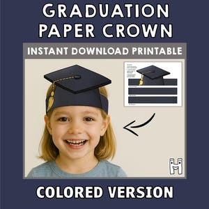 Graduation Cap Paper Crown Party Coloring Printable Kids Craft ...