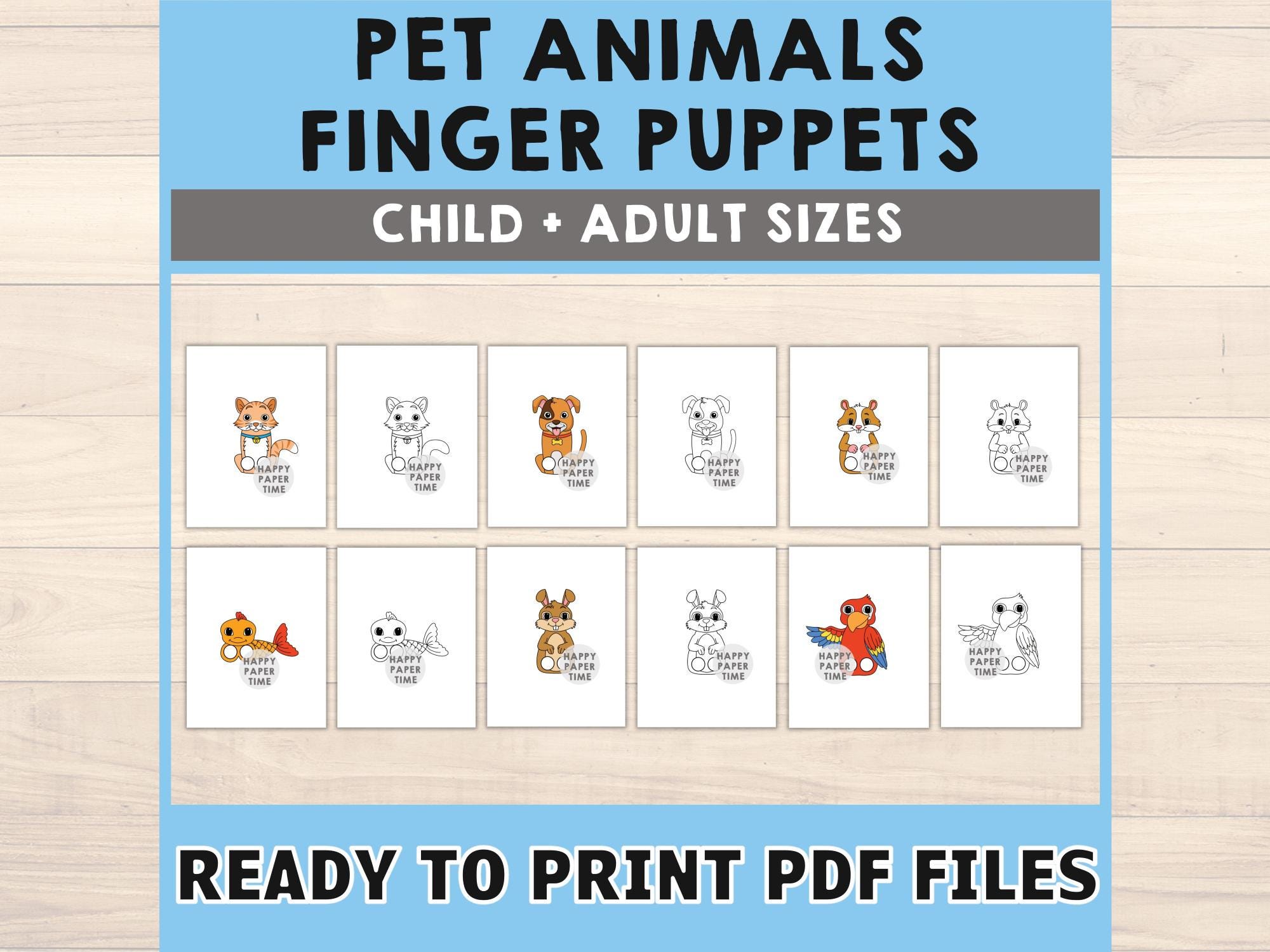 Pets Animal Paper Craft Printable Finger Puppet Template Kids Craft ...
