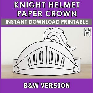 Ritter Papier Helm Krone Vorlage Fantasy Party Stirnband Färbung Printable Kids Craft Birthday Favor pdf für DIY - Instant Download
