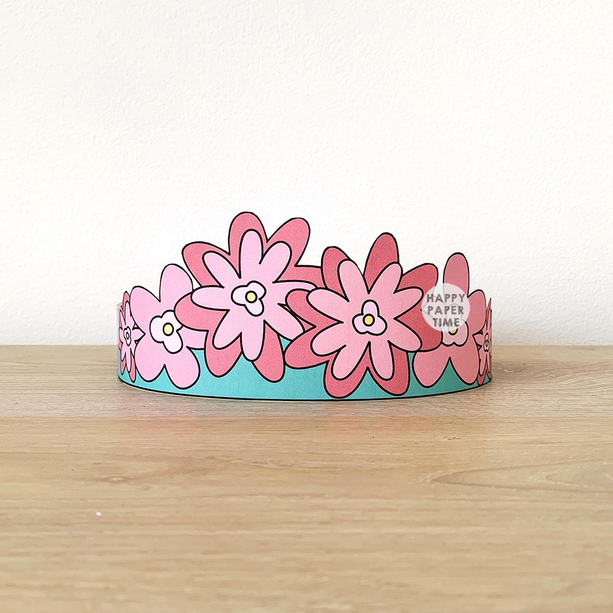 Flower Paper Crown Party Coloring Printable Kids Craft Spring Fairy ...