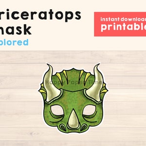 Dinosaur costume Mask, Dinosaur mask, Triceratops mask, Dinosaur Party, Dinosaur Printable Mask, Triceratops Party - Instant Download