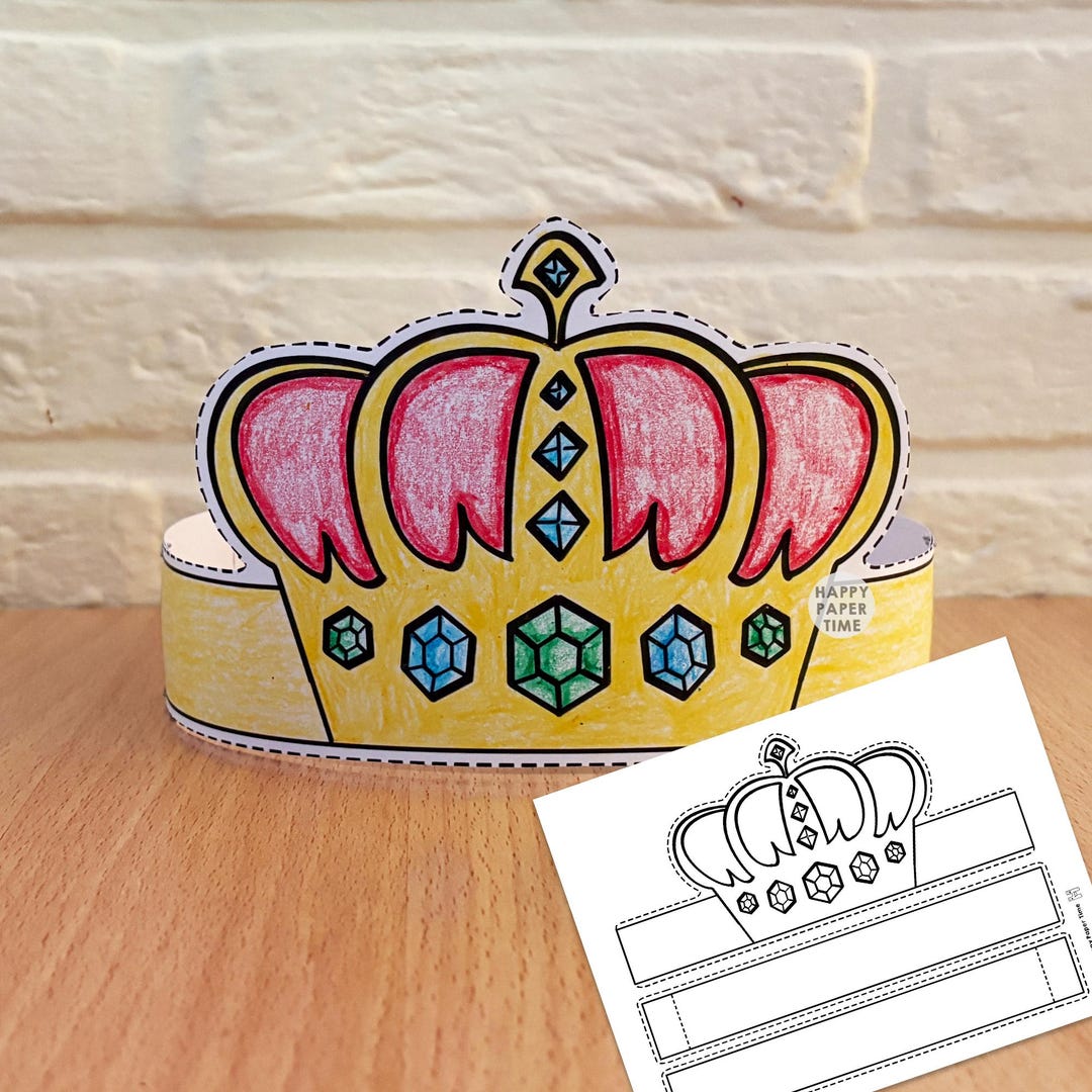 King Paper Crown Template Coloring Printable Kids Craft Prince Birthday ...