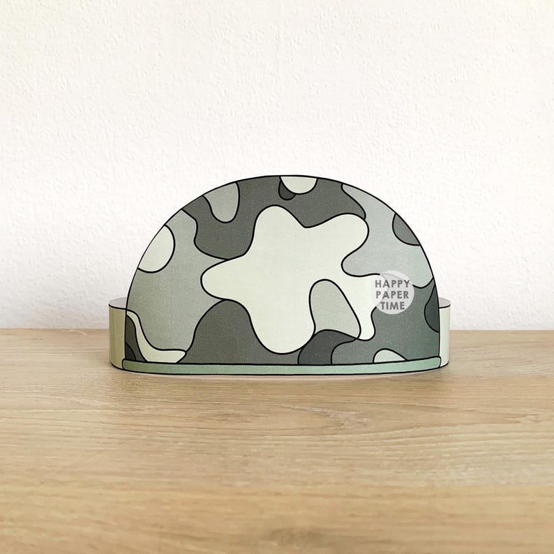 Soldier Helmet Paper Crown Headband Military Army Veteran Day Printable Kids Craft Costume Dress Up Printable Favor DIY - Instant Download image 1