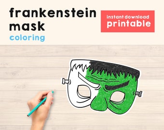 Frankenstein Mask Kids Costume Halloween mask diy Halloween Party Frankenstein Printable mask Frankenstein Halloween Mask Kids Costume