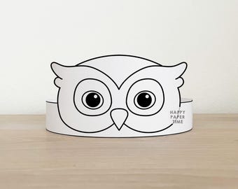 Eule Papier Krone Stirnband Aktivität Printable Kids Craft Wald Wald Geburtstag Party Gefallen Eule Kostüm DIY Printable Instant Download