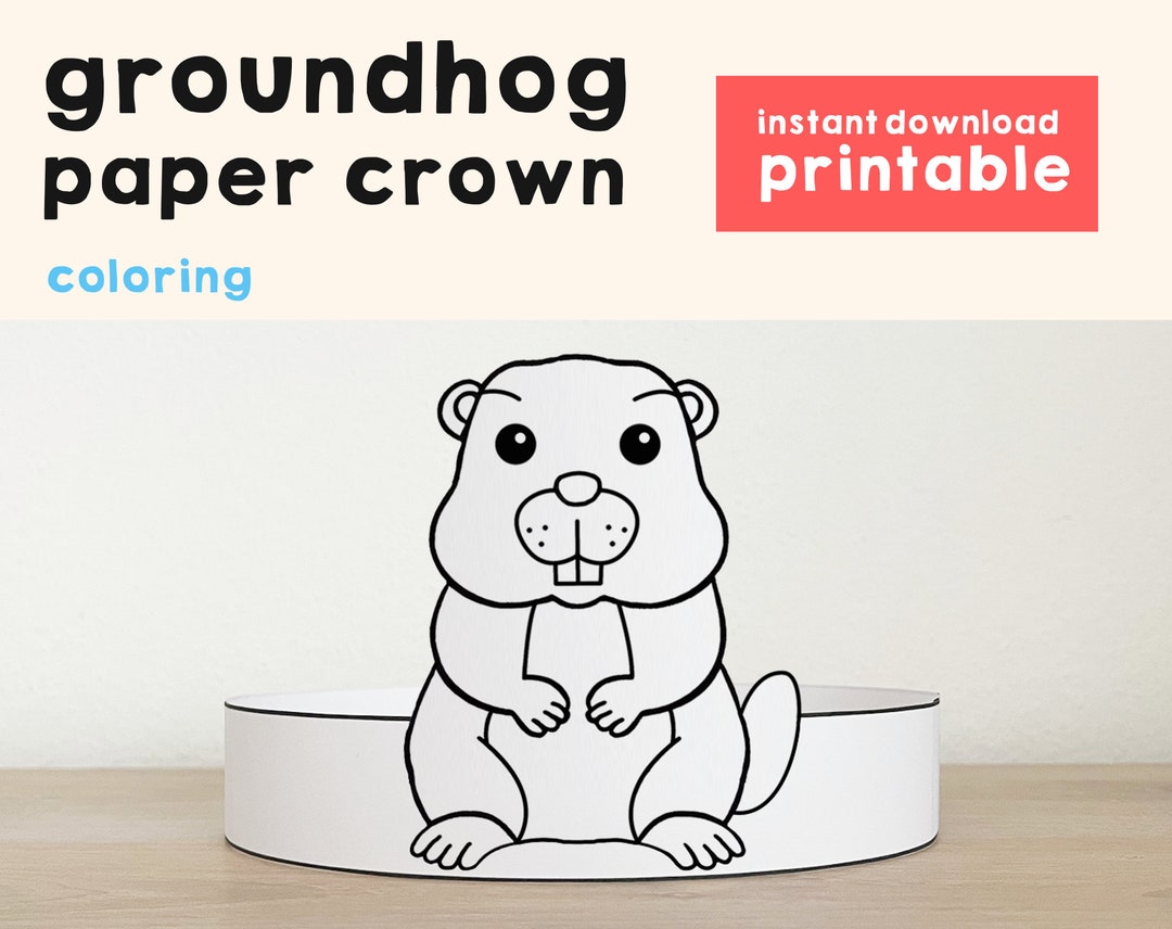 Groundhog Day Paper Crown Party Coloring Printable Kids Craft