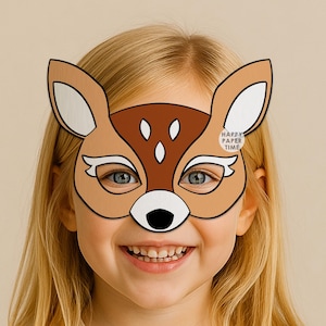 Deer costume printable kids Deer paper Mask printable diy Fawn mask printable Fawn Deer theme party favor Fawn mask kids - Instant Download