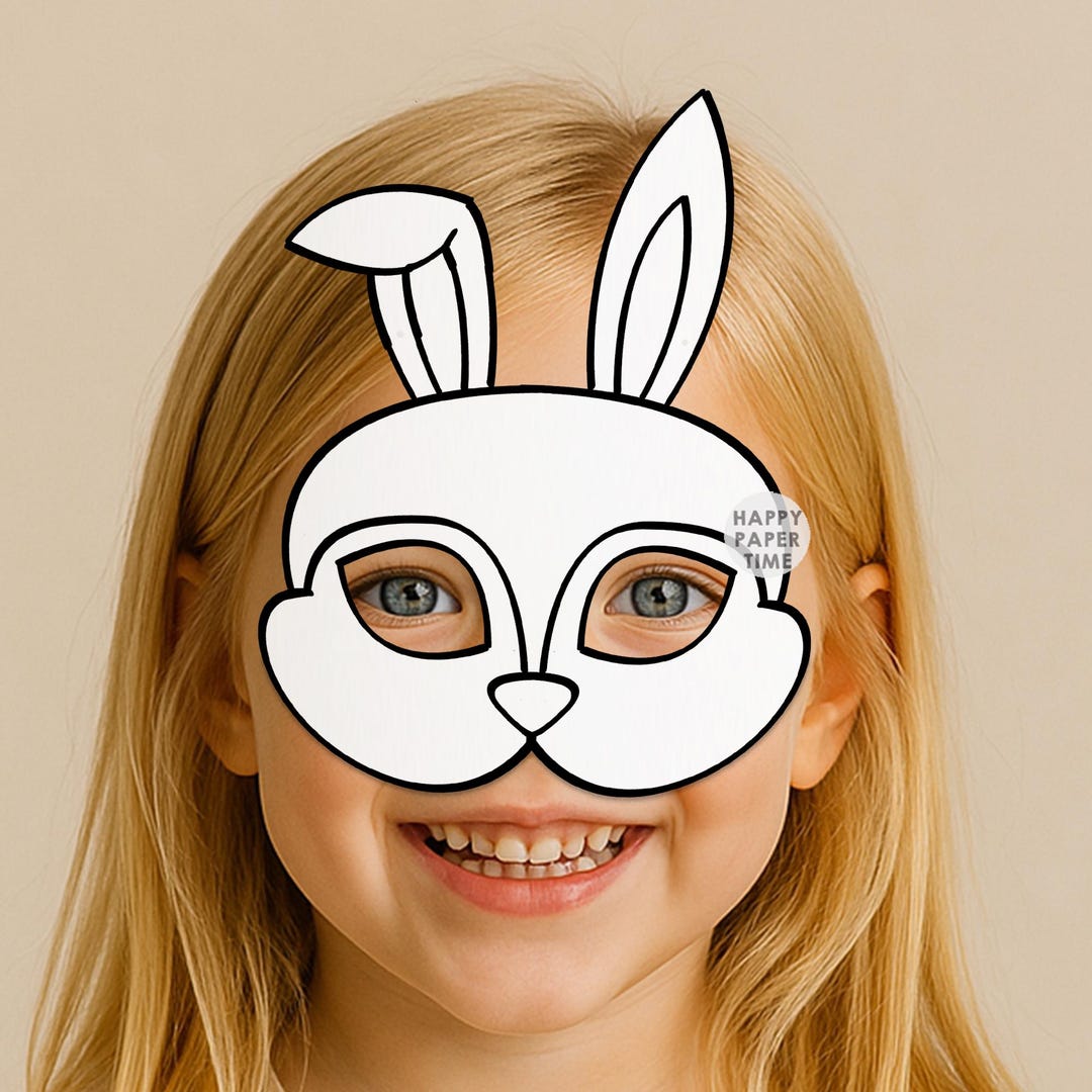 Rabbit Mask Bunny Mask Animal Mask Kids Party Favor Rabbit Printable ...