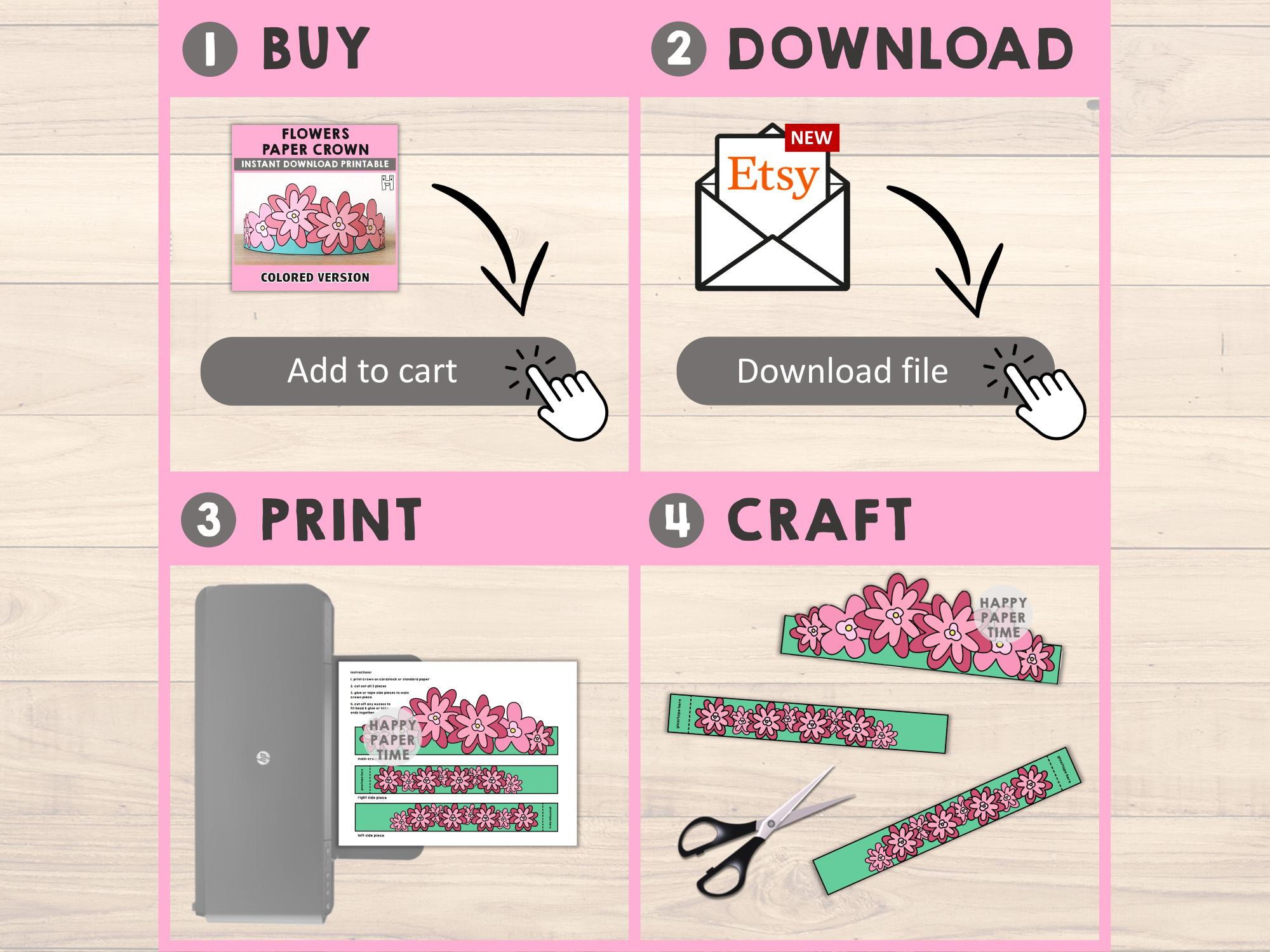 Flower Paper Crown Party Coloring Printable Kids Craft Spring Fairy ...