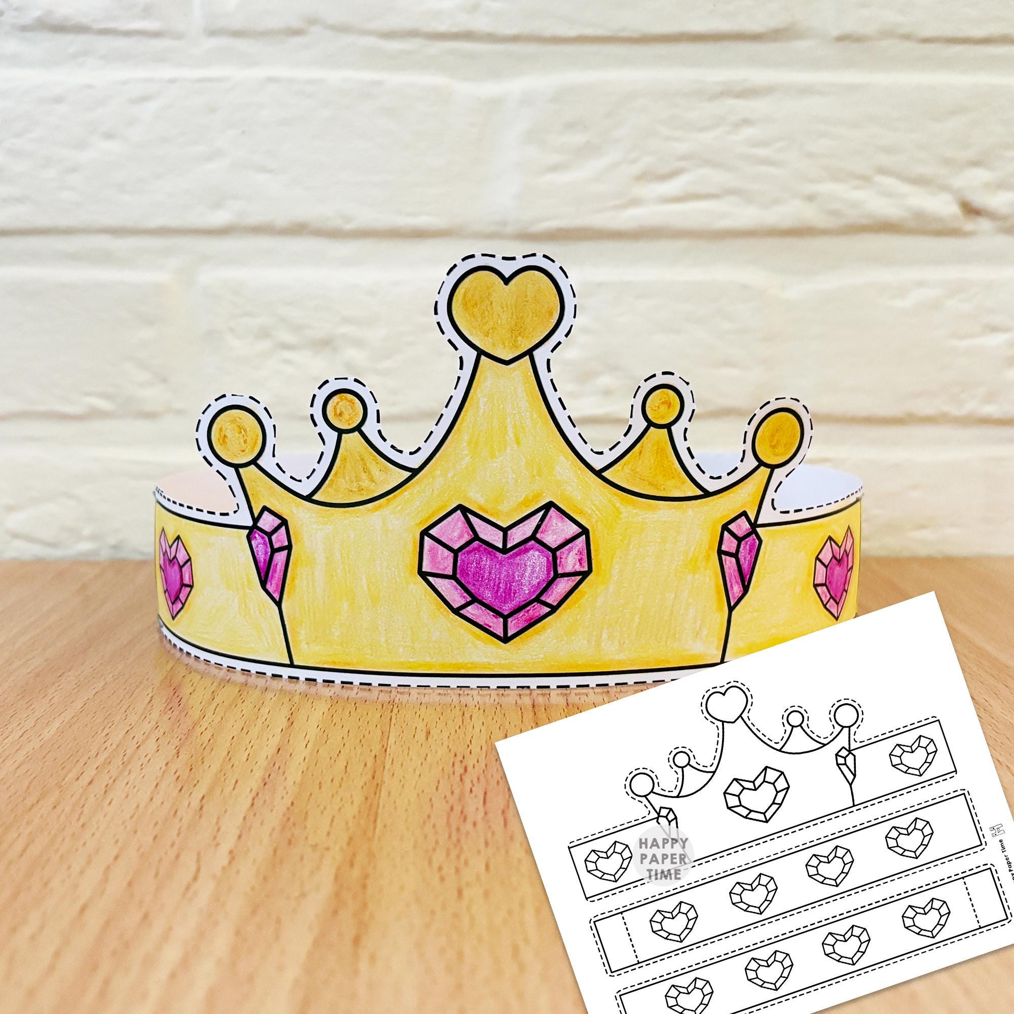 42 Unique Fairy Tale Crafts for Kids Perfect for Craft Time 29 Heart Princess Paper Crown Craft Headband Party Activity Printable…