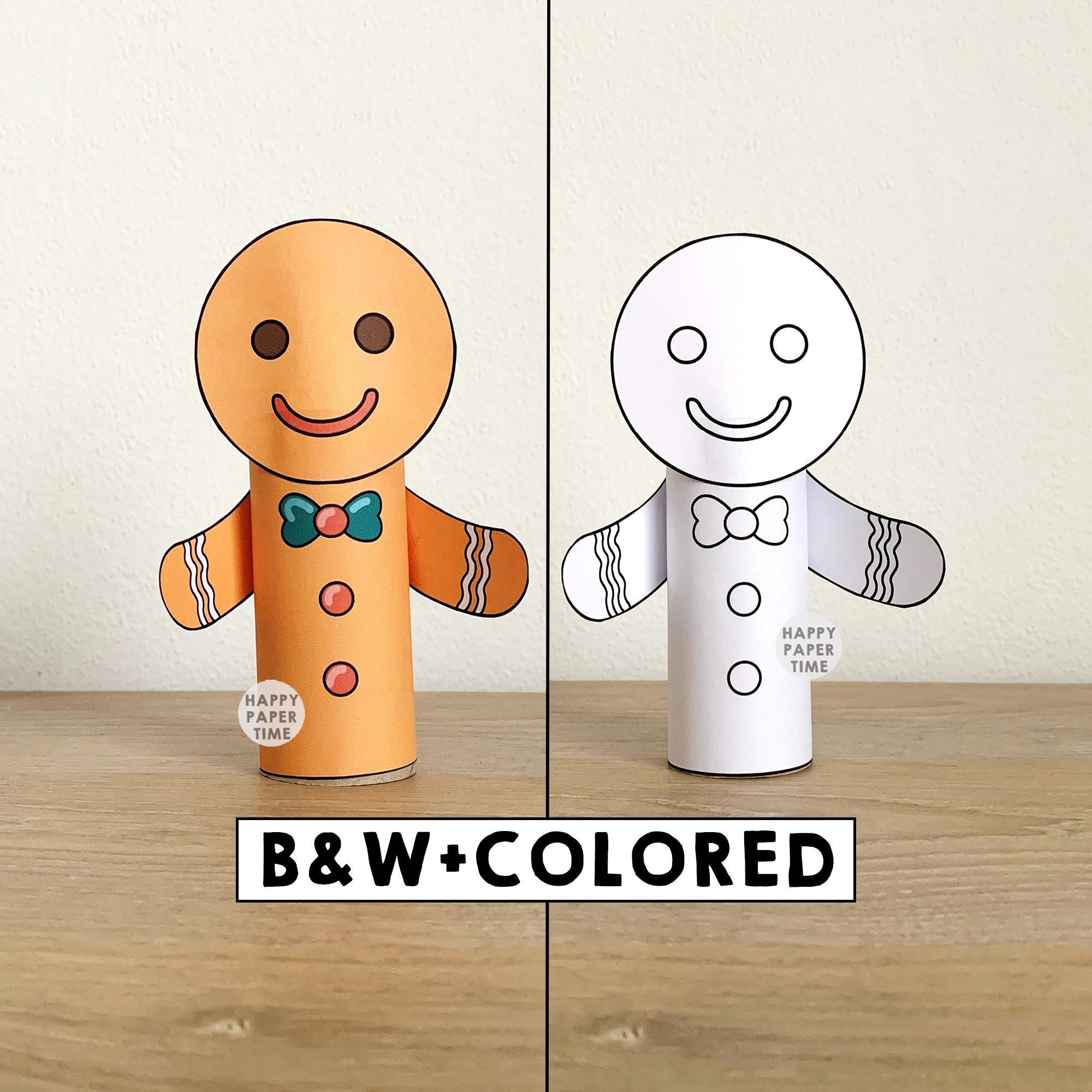 Gingerbread Man Toilet Paper Roll Craft Christmas Party Coloring…