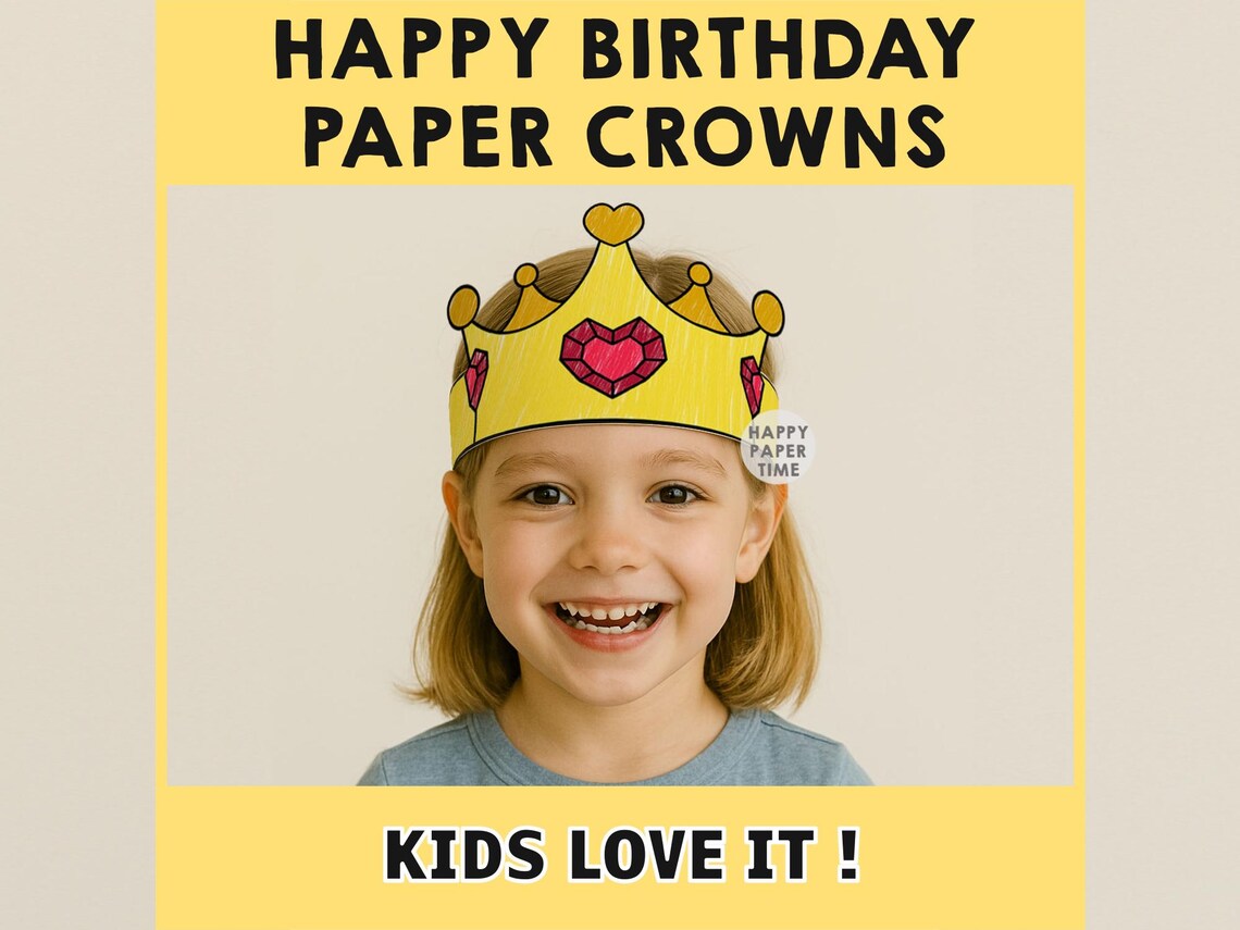 Happy Birthday Paper Crowns Party B-day Printable Kids Craft Birthday ...