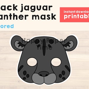 Black jaguar panther mask printable party favor costume mask party Jungle Animal mask Jungle Party Animal Printable mask - Instant Download