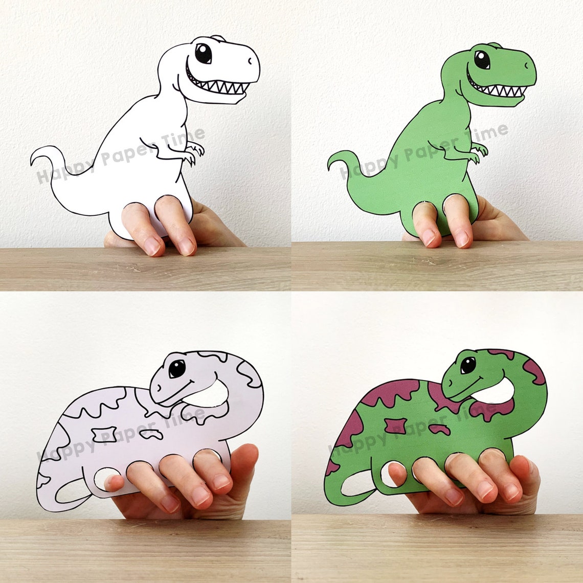 Dinosaur Puppet Paper Craft Printable Finger Puppet Kids Craft - Etsy