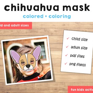 Chihuahua Dog Mask Animal Mask Party Favor Printable Dog Costume Diy ...