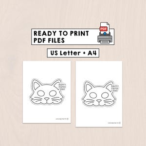 Máscaras de papel de animales domésticos, disfraz para niños, actividad para colorear y manualidades, recuerdo de fiesta, máscara de animal imprimible - Descarga instantánea en PDF imagen 5