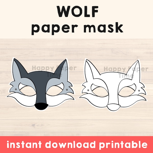 Masque de loup Masque Woodland Masque animal Party Favor Wolf imprimable Woodland imprimable Animal Party prop Woodland Animal Masque imprimable