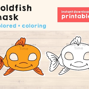 Goldfish mask Paper Fish Pet Animal mask Party Favor Pet printable costume coloring craft kids template
