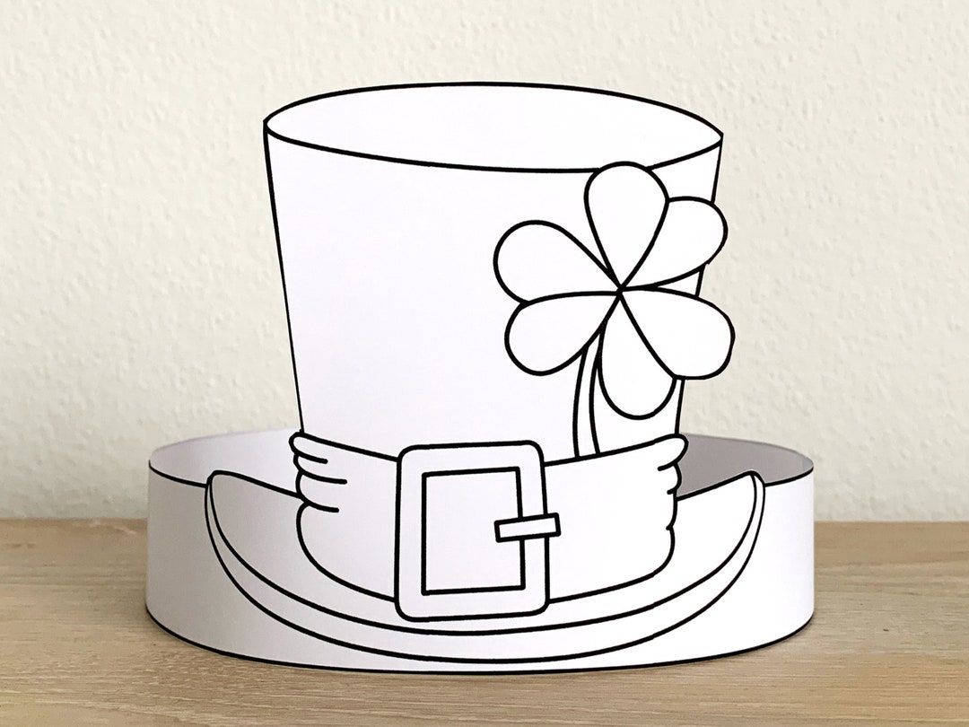 Leprechaun Hat Paper Crown Headband St Patrick's Day Party Coloring ...