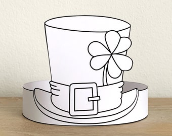 Kabouter hoed papieren kroon hoofdband St. Patrick's Day partij kleuren afdrukbare Kids Craft kostuum afdrukbare gunst DIY - direct downloaden