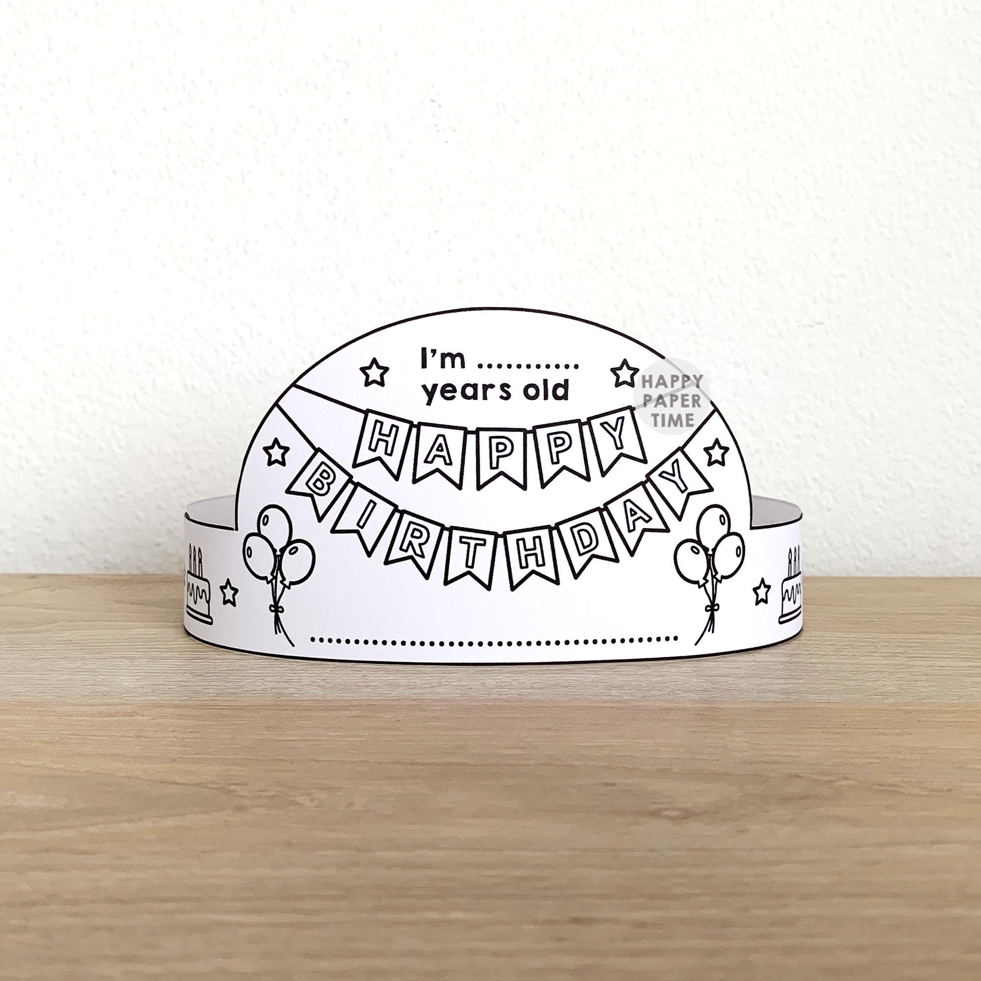 Happy Birthday Paper Crown Party Activity Printable Kids Coloring Craft ...