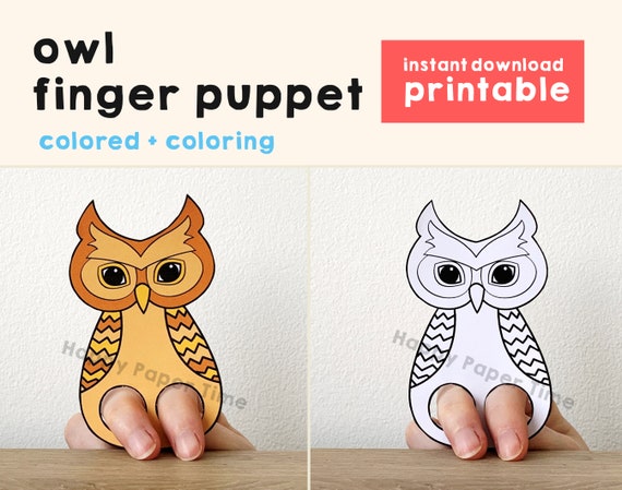 Owl Paper Craft Printable Woodland Animal Finger Puppet Kids