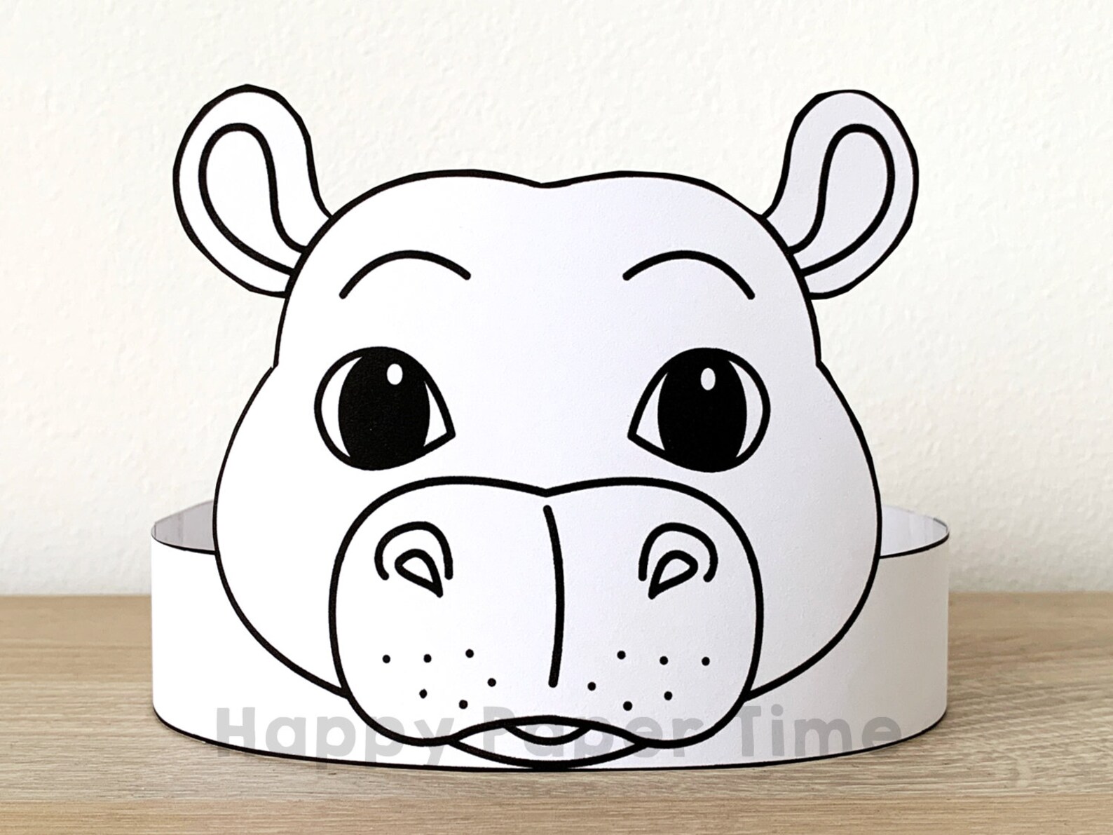 Hippo Paper Crown Party Coloring Printable Kids Craft African Birthday ...