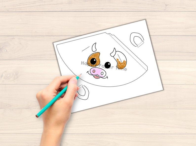 Cow Party Hat Paper Printable Template Print Out Farm Animal - Etsy