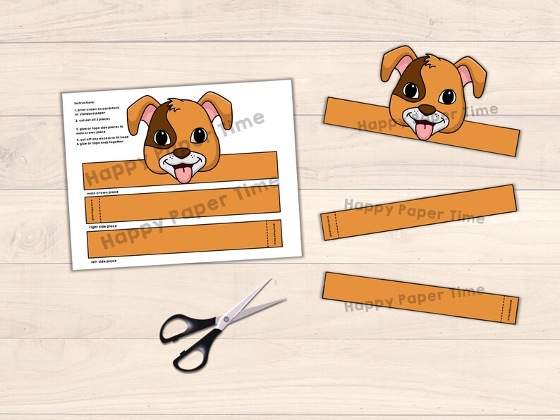 Dog Paper Crown Headband Pet Animal Printable Kids Craft Puppy - Etsy