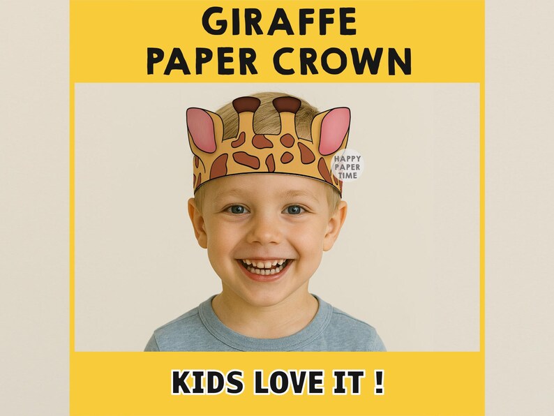 Giraffe Ears Paper Crown Party Coloring Printable Kids Craft Safari ...