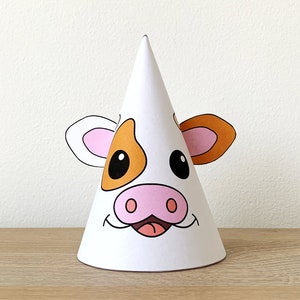 Cow Party Hat Paper Printable Template Print Out Farm Animal Table ...